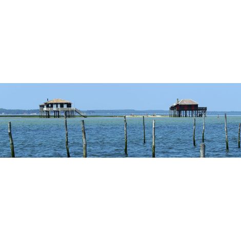 Tableau sur toile cabanes Arcachon 45x135 cm - Impression sur Toile Murale Décorative - Image imprimée en HD sur Toile - Toile sur Châssis en Bois FSC - Fabriqué en France