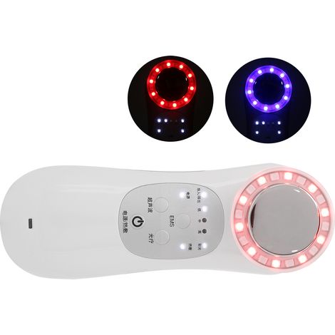 Appareil de beauté à luminothérapie rouge et bleue EMS 42℃ pour le nettoyage du visage et le rajeunissement de la peau (blanc) (1/5)