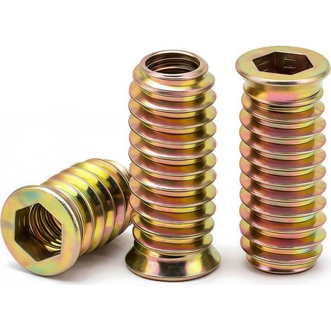 40 Pièces M6 écrou Hexagonal Fileté‌, Insert Fileté Bois‌ M6 X 20mm ‌écrous à Visser ‌Manchons à Visser‌ Galvanisés pour Meubles en Bois