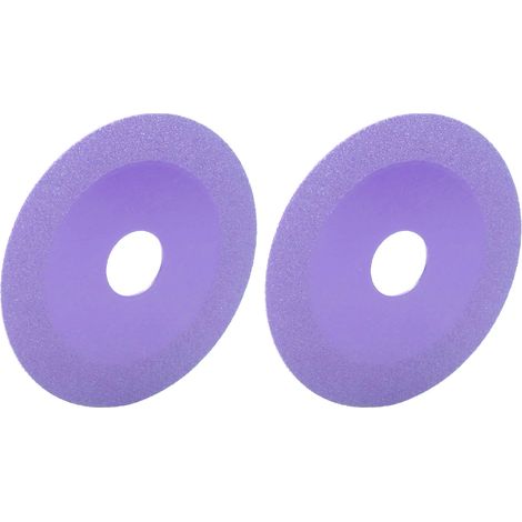 100-mm-Diamanttrennscheibe, Bohrung 22,23 mm, hochmanganhaltiger Stahl, Trennsägeblatt für Glas und Kristall, 2 Stück, violette Tönung. (1/5)