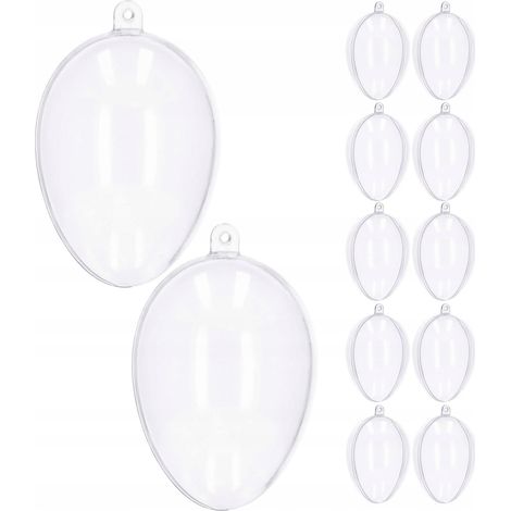 UOVA PALLINE ACRILICHE PLASTICHE PALLINA TRASPARENTE DECO 11cm 12pezzi (1/5)