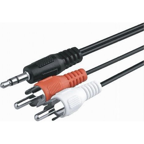 Trade Shop - 5M Audiokabel von 3,5 mm Buchse AUX auf 2 Cinch-Stecker, Doppel-Y-Stereo, 5 m, AUX-R5.0M - (1/3)