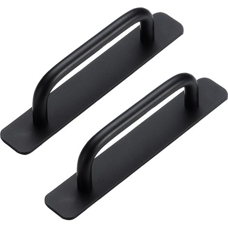 Pièces Poignée de Meuble Autocollante, Poignées Autocollantes en Aluminium, Poignées de Porte Coulissante, Poignées Tiroir pour Meuble Cuisine Armoire Chambre à Coucher, 148mm (Noir) (1/5)