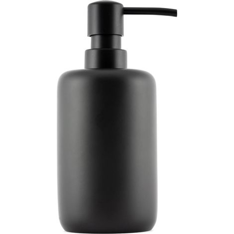 Distributeur 320 ml noir mat design rétro, tête pompe plastique qualité supérieure, pour liquide vaisselle ou salle de bain (1/3)