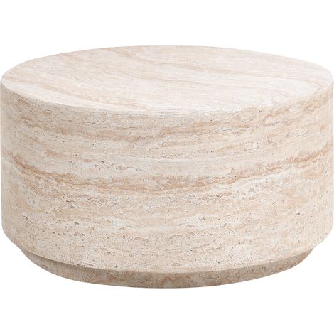 Mesa auxiliar tablero de MDF chapado base con aspecto de piedra diseño moderno beige Asierio (1/5)