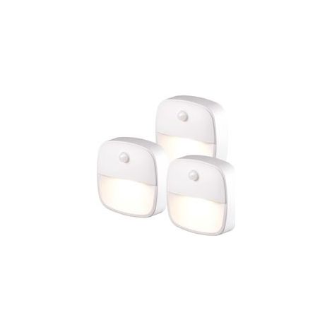 Lot de 3 Blanc Chaud Veilleuse LED Pile, Lampe Détecteur de Mouvement Interieur,Veilleuse d'escalier Automatiquel Pour Couloir, Chambre, Cuisine (1/5)