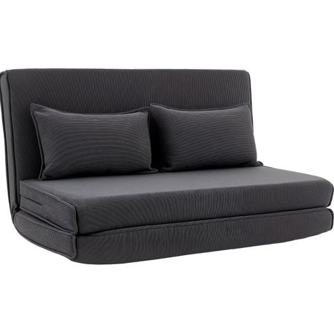 Divano letto da pavimento con schienale in velluto a coste grigio scuro HOMVRA (1/5)