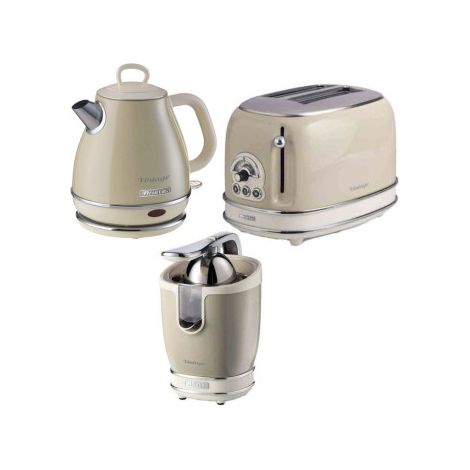 Pack bouilloire électrique 1L beige – Grille-pain vintage 2 fentes 810W – Presse-agrumes 85W avec bec anti-goutte – Ariete (1/5)