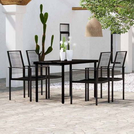 vidaXL 5 Piece Garden Dining Set Black (1/5)