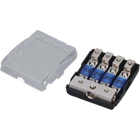 Bloc de distribution électrique 60 A, 1 entrée, 4 sorties, porte-fusible audio pour voiture, camping-car et système solaire (1/5)