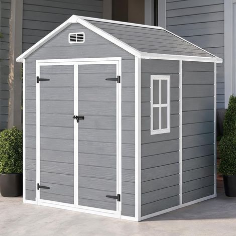 Abri de jardin cinzento en pP Resin Aluminium 182 x 151 x 219 cm (1/5)