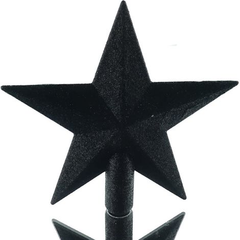 Bruchfeste Weihnachtsbaumspitze Stern Schwarz mit Glitter Ø 19 cm - Kunststoff (1/2)