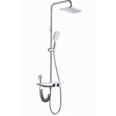 Cleafe - Set Saliscendi Colonna Doccia Bagno Soffione Doccetta Bidet Rubinetto Cromato 87341 -