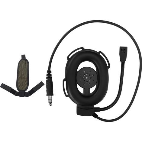 Motorradhelm mit Bluetooth-Intercom, einseitigen Ohrhörern und Militärstecker – Schwarz