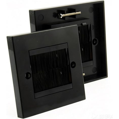 x Passe-câbles muraux avec brosse, panneau de brosse pour la gestion des câbles HDMI TV, plaque murale multimédia 80 x 80 mm, gaine de câble pour installation home cinéma et bureau (1/5)