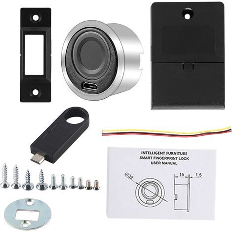 Serrure d'empreinte digitale à la maison, serrure de porte automatique pour armoires de bureau, caisses enregistreuses et tiroirs (1/5)