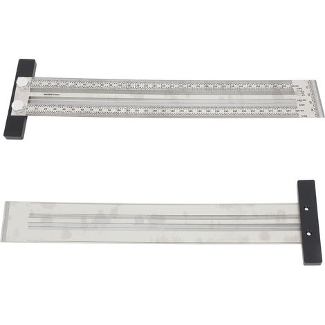 Règle en T de traçage ultra-précise en acier inoxydable pour le travail du bois, outil de mesure de haute précision pour charpentier, 300 mm (1/5)