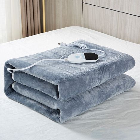 Couverture Chauffante Electrique 175150cm 9 Niveaux de Température, Couverture en Flanelle Lavable en Machine, Gris (1/4)