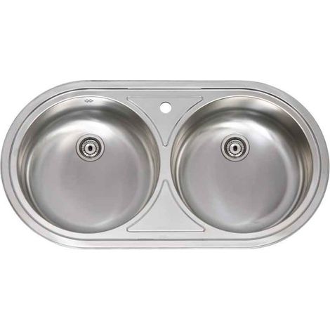 Fregadero Cocina Redondo 84X44Cm 2 Senos Inox Practic (1/2)