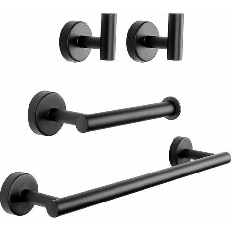 Juego de accesorios de baño de 4 piezas, baño negro mate