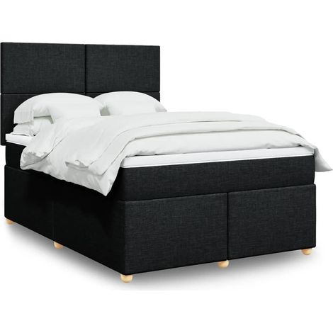 Boxspringbett mit Matratze Schwarz 160x200 cm Stoff