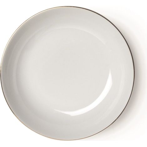 Assiette Creuse, Porcelaine, Blanc/Bord Or, 21 x 21 x 4 cm