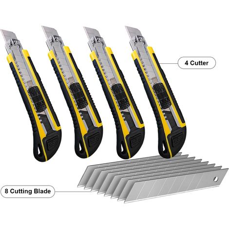 4 Kit Taglierino Cutter Professionale 18mm + 2 Lama di Ricambio (1/2)