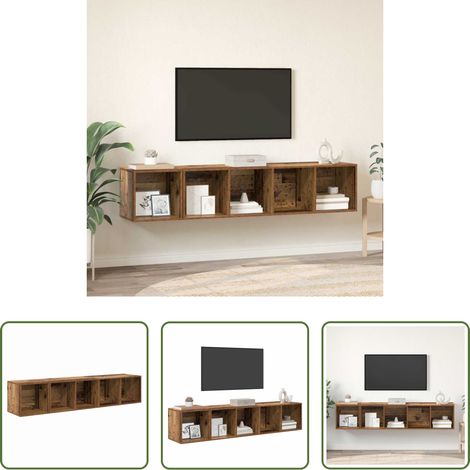 vidaXL Altholzschrank - TV-Schrank Set Wandmontiert 2 pcs Altholz Holzwerkstoff (1/5)