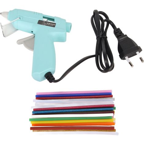 Pistolet à colle chaude 20W chauffe rapide mini machine DIY avec 30 bâtons de colle, usage maison école, 110-240V bleu prise UE (1/5)