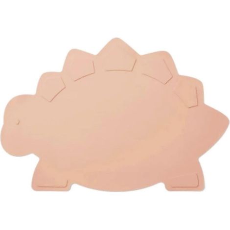 Sets de table en forme de dinosaure, en silicone alimentaire résistant à la chaleur, antidérapants, pour repas de bébé et tout-petits, couleur poudre foncée. (1/5)