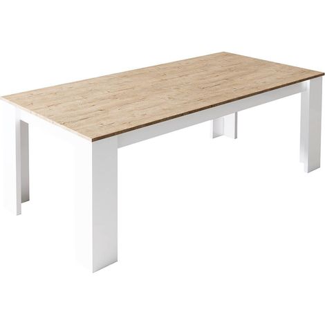 CHRIS OAK - Table Repas Laquée Blanc Brillant Aspect Bois