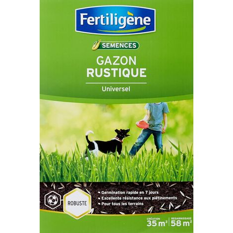 Semences Gazon Rustique Universel 875 g - Premières pousses en 1 semaine - Résiste aux piétinements - Pour tous types de terrains - Pour 35 m² de création et 58 m² de regarnissage (1/5)