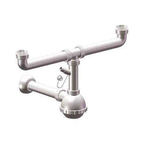 SIFONE PP A BOTTIGLIA 2 VASCHE + 1 ATTACCO - BIANCO MM 40/32 11/4- 5 pezzi