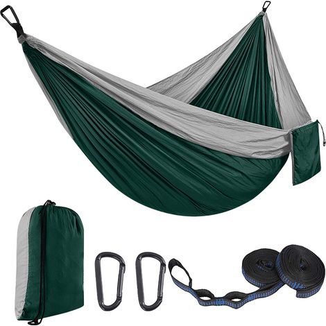 Filiyano-Hamac portable d'extérieur pour le camping, tapis de balançoire en nylon 210D pour le jardin (gris-vert/270 x 140 cm) (1/5)