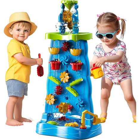 Table d'eau pour enfants, table de jeu multifonctionnelle pour sable et eau, jouet d'extérieur pour le jardin, jeu sensoriel et activité amusante pour plusieurs enfants (bleu) (1/5)