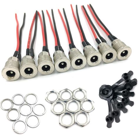 Lot de 8 fiches Creuses CC 5,5 x 2,1 mm DC DC Power Jack Femelle Panneau de Montage fiche d'alimentation Adaptateur Secteur Basse Tension (1/5)