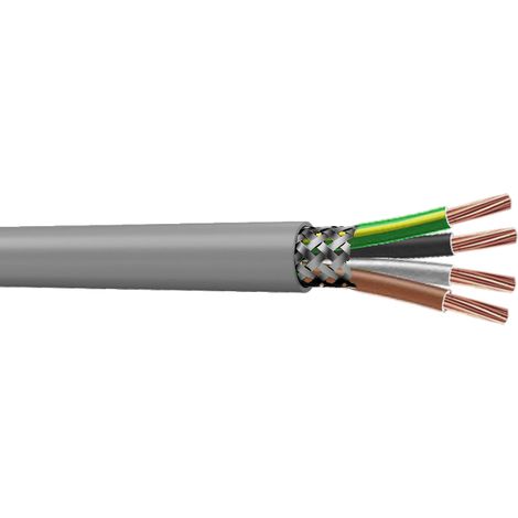 Bis-Electric – Câble blindé 1000V 4G2.5 mm² – Isolation PVC – Souplesse Classe 5 – Température de service -30°C/+70°C – Minimum 10m à la coupe