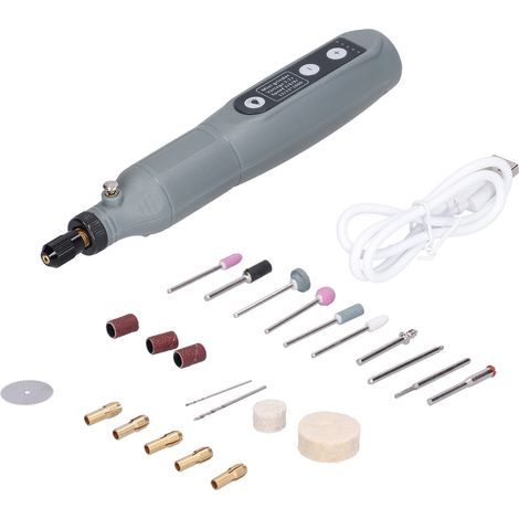 Ensemble de Mini meuleuses, perceuse, outils électriques, gris, Portable, chargement USB avec lumière pour le nettoyage et la coupe, DC3.7V, 202 (1/5)
