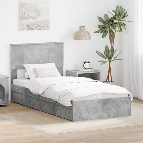 Storage Bed Concrete Grey 90 x 190 cm Engineered Wood vidaXL (1/5)