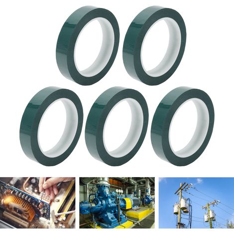 Verkauft in 5er-Packs, 0,05 mm dicke Klebeschicht, 20 mm breite Oberfläche, 66 m Gesamtlänge, Mylar-Band, hitzebeständiges PET-Isolierband, grün. (1/5)
