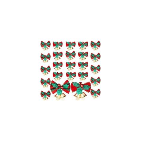 24 pezzi Mini fiocchi natalizi con campanellini Fiocchi per albero di Natale Ghirlanda Decorazioni Fiocchi da appendere per albero di Natale Ciondoli regalo Ornamenti, 2 stili - Crezuo
