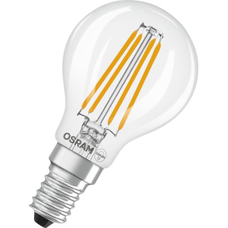 OSRAM Lampe LED  mini bougie Classic P40 Filament, 2,5 W, E14, transparente, petit format, recommandée pour les lustres, lampes de bureau, lampes de miroir (1/4)
