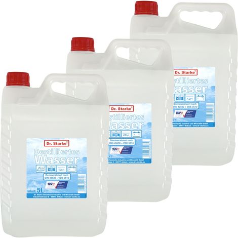 3x 5L Destilliertes Wasser demineralisiert für Haushalt, Hobby und Auto Wasserkanister Bügelwasser entmineralisiert