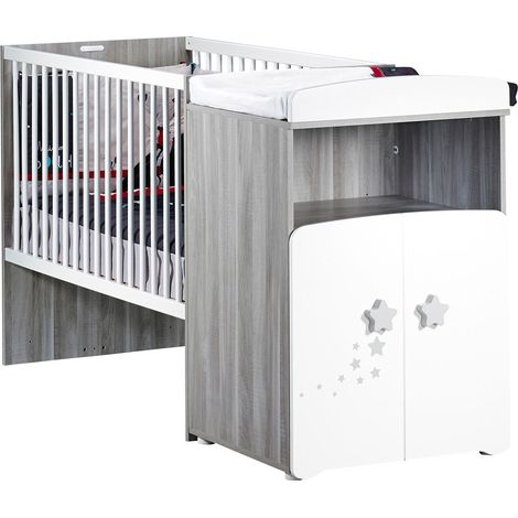 Les Tendances – Lit évolutif bébé 120x60 en 90x190 – Panneaux MDF laqués blanc – Sommier réglable 3 positions – Fabrication française (1/3)