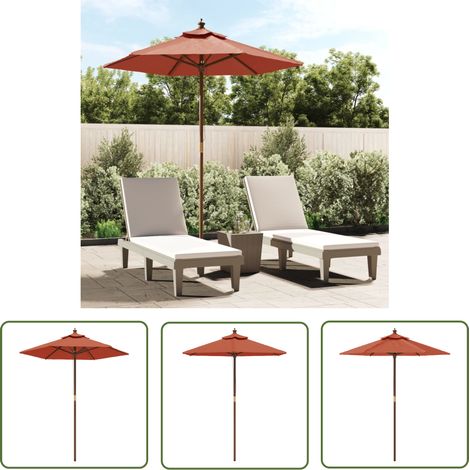 The Living Store Parasol de jardin avec mât en bois terre cuite 196x231 cm - Parasol De Jardin - Parasol Exterieur - Parasol Rectangulaire - Parasol Beige - Parasol Résistant Aux Uv (1/5)