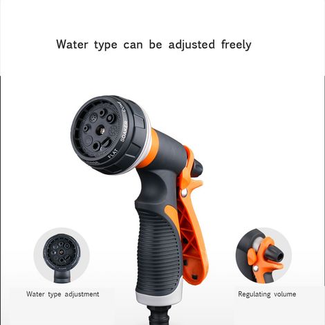 Pistolet de Jardin à Haute Pression - 8 Modes de Pulvérisation Adjustables - ABS+TPR - 19cm - Pour Lavage Auto et Arrosage (1/5)