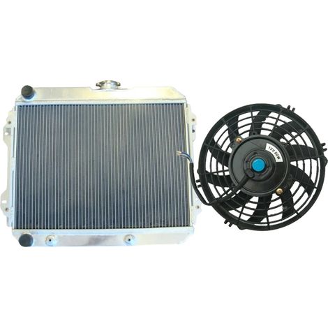 Radiador de aluminio, tamaño del núcleo 521 mm x 370 mm x 34 mm, tamaño total 603 mm x 493 mm x 77 mm, diámetro de entrada/salida 32 mm, número de filas 2, compatible con modelos Corona (1983-1987). (1/5)
