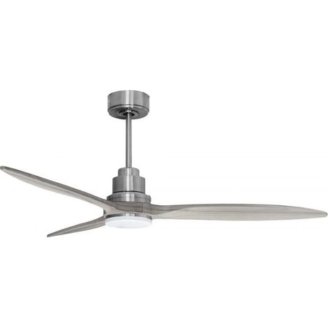 Tenerife - Super destratificateur et ventilateur DC 132 cm  Chrome pales bois gris  avec Lumière 25 à 35 m² (1/5)
