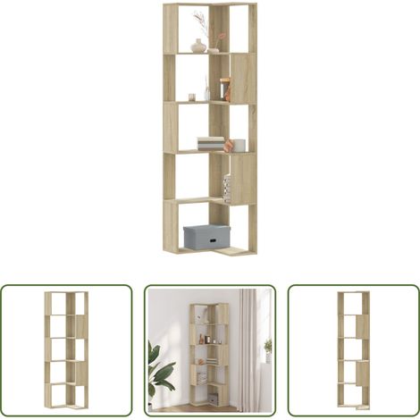vidaXL Holzregal - Eck-Bücherregal 5 Böden Sonoma-Eiche 50x50x179 cm Holzwerkstoff (1/5)