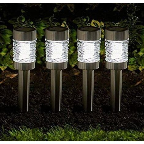 4pc Solar Martini Garden Lights 42cm Stainless Steel Glass Outdoor Path Lighting Decor (1/5)